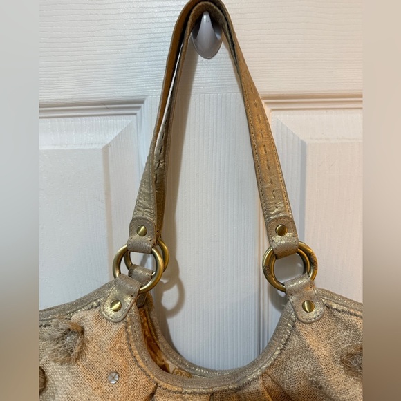 Sigrid Olsen Cotton Metallic Accent Linen Shoulder Bag Slouchy Design 16x10 - Picture 2 of 11